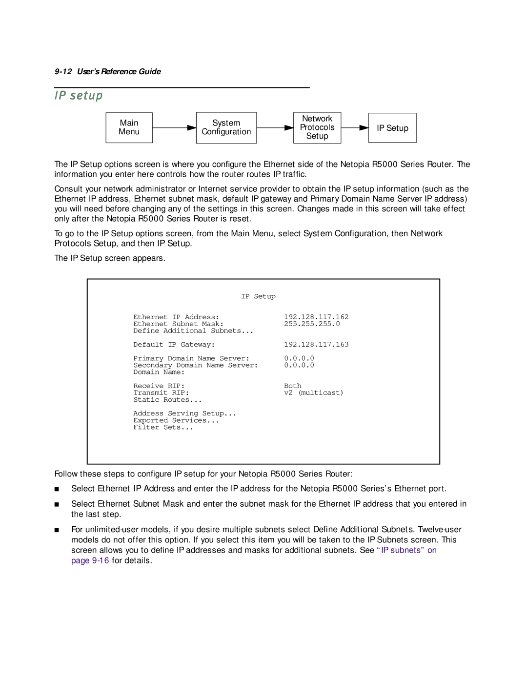 Netopia R5000 manual IP setup 