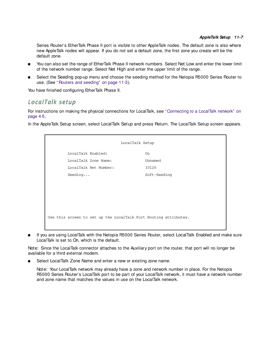 Netopia R5000 manual LocalTalk setup 