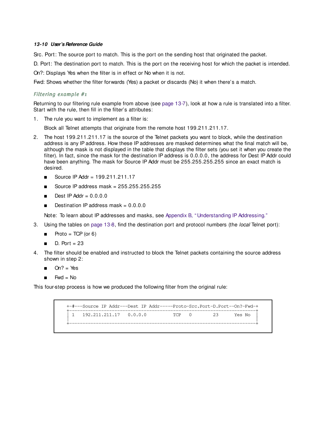 Netopia R5000 manual Filtering example #1 