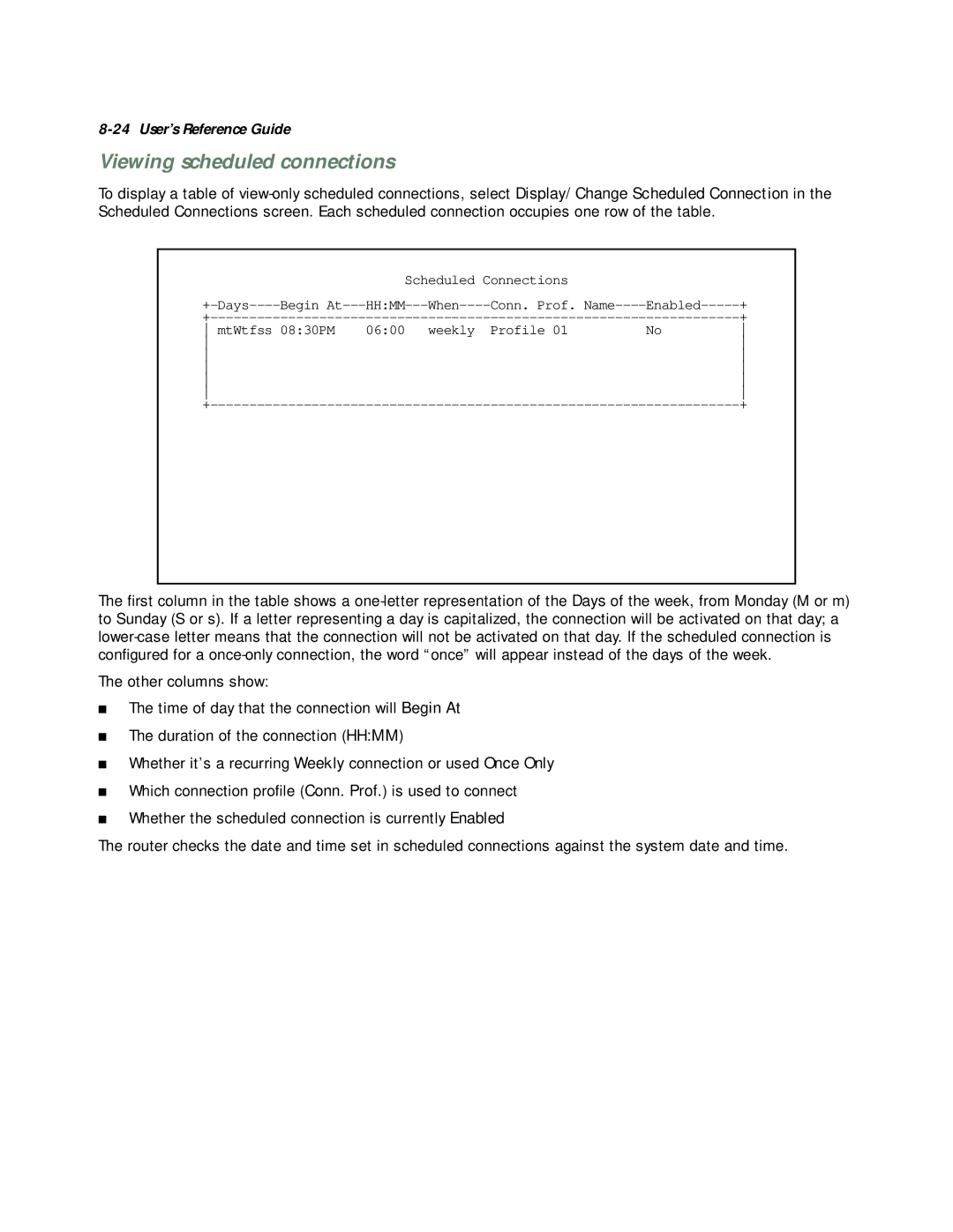 Netopia R5000 manual Viewing scheduled connections 