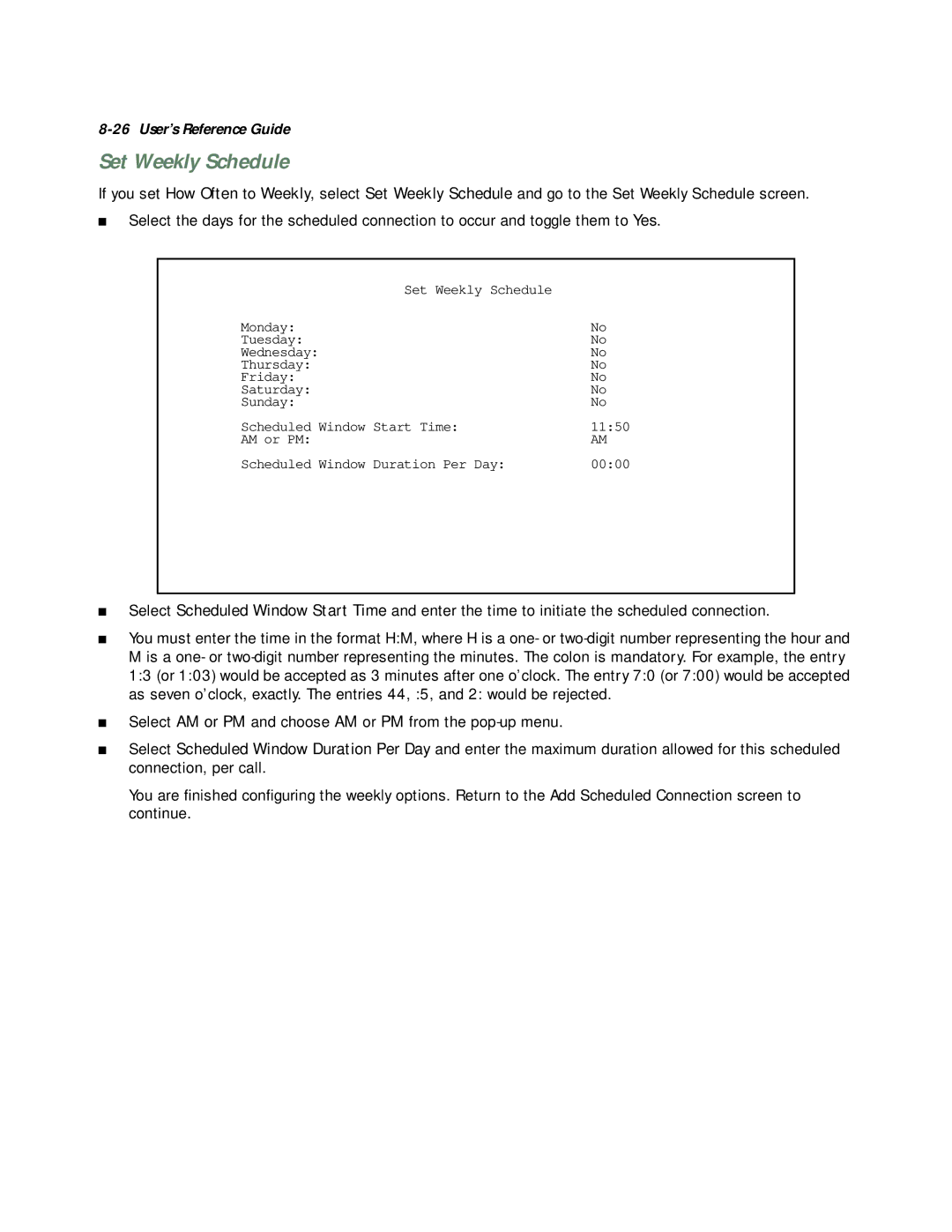 Netopia R5000 manual Set Weekly Schedule 