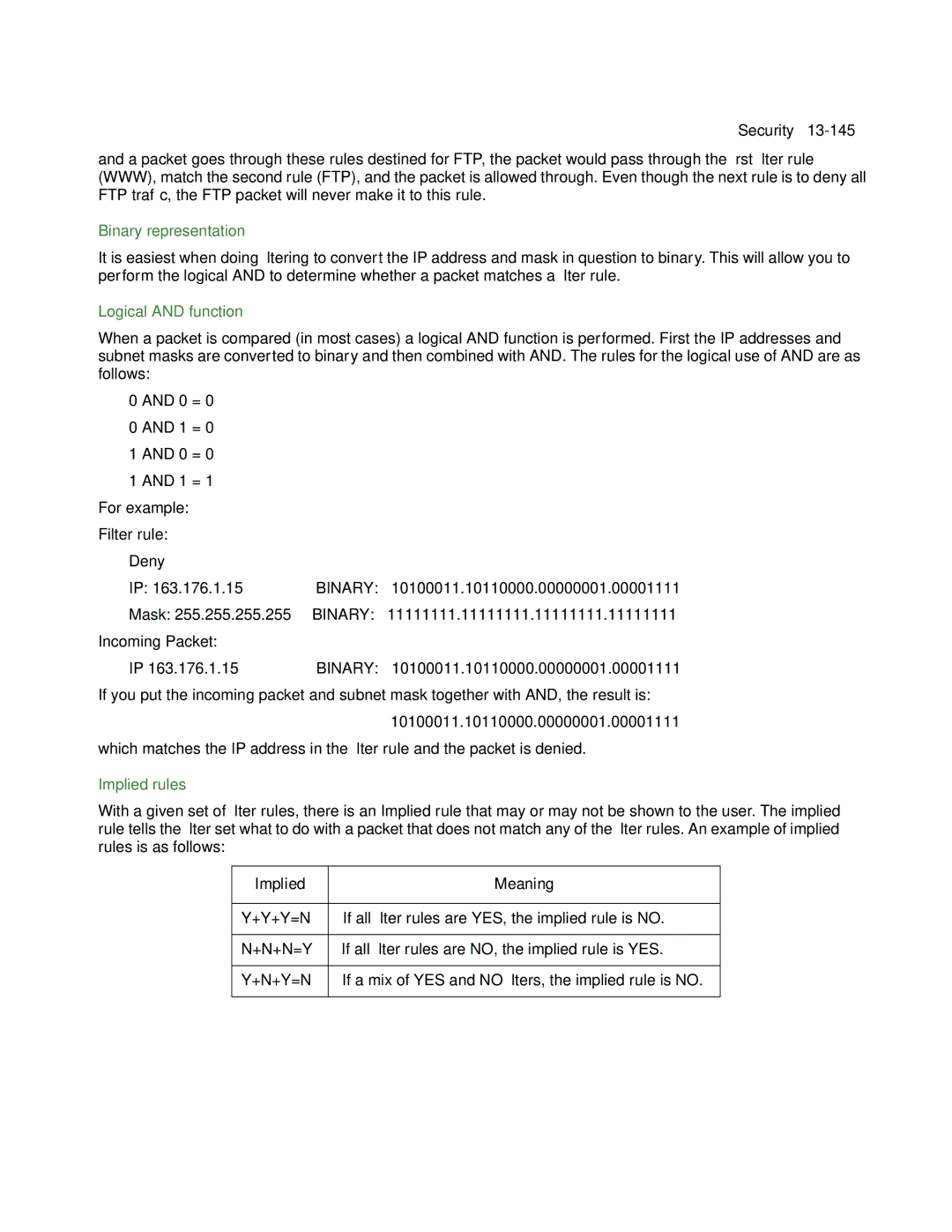 Netopia R910 manual Binary representation, Logical and function, Implied rules 