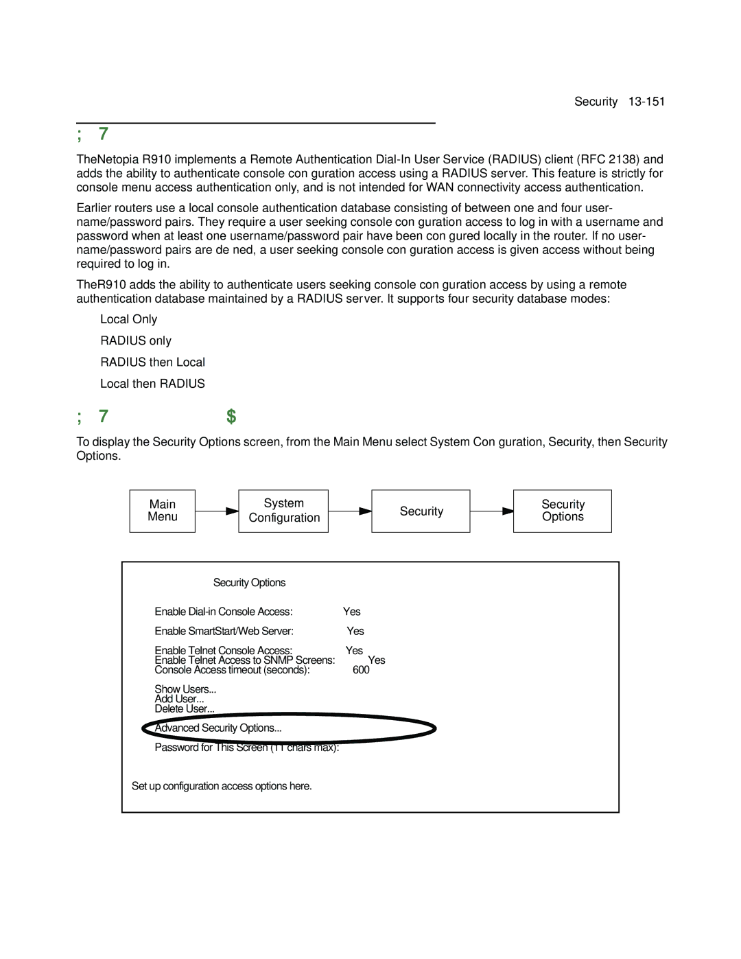 Netopia R910 manual Radius Client Support, Radius client configuration 