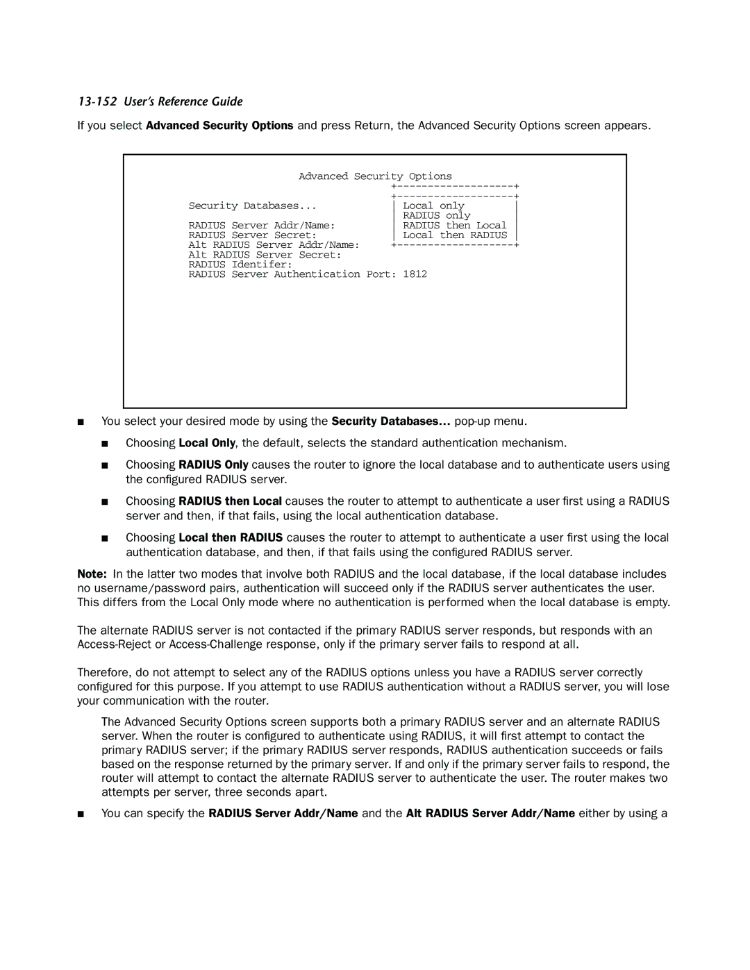 Netopia R910 manual Radius Server Secret 