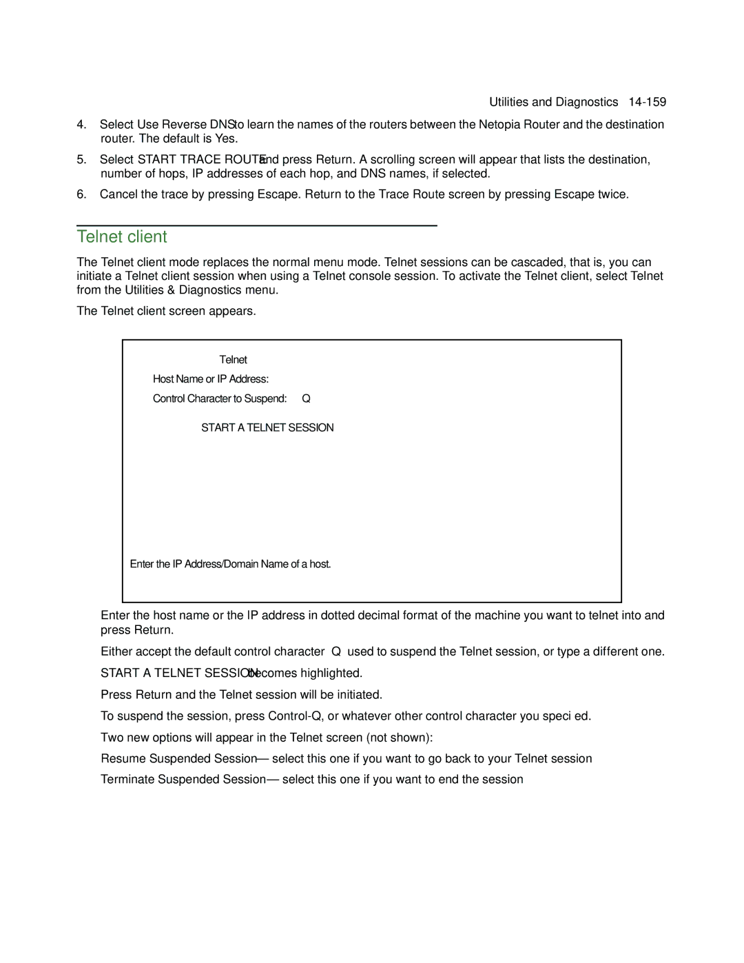 Netopia R910 manual Telnet client 