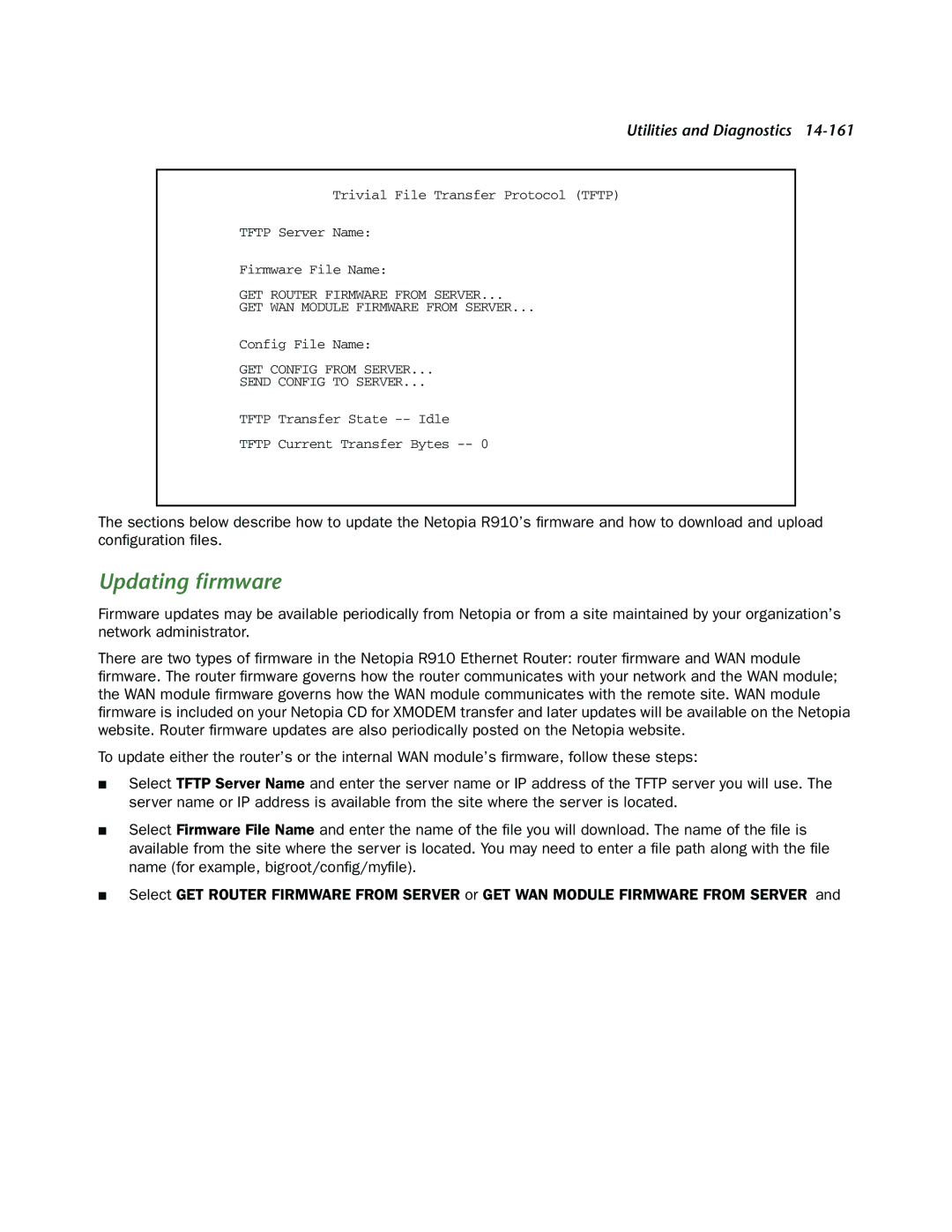 Netopia R910 manual Updating ﬁrmware 