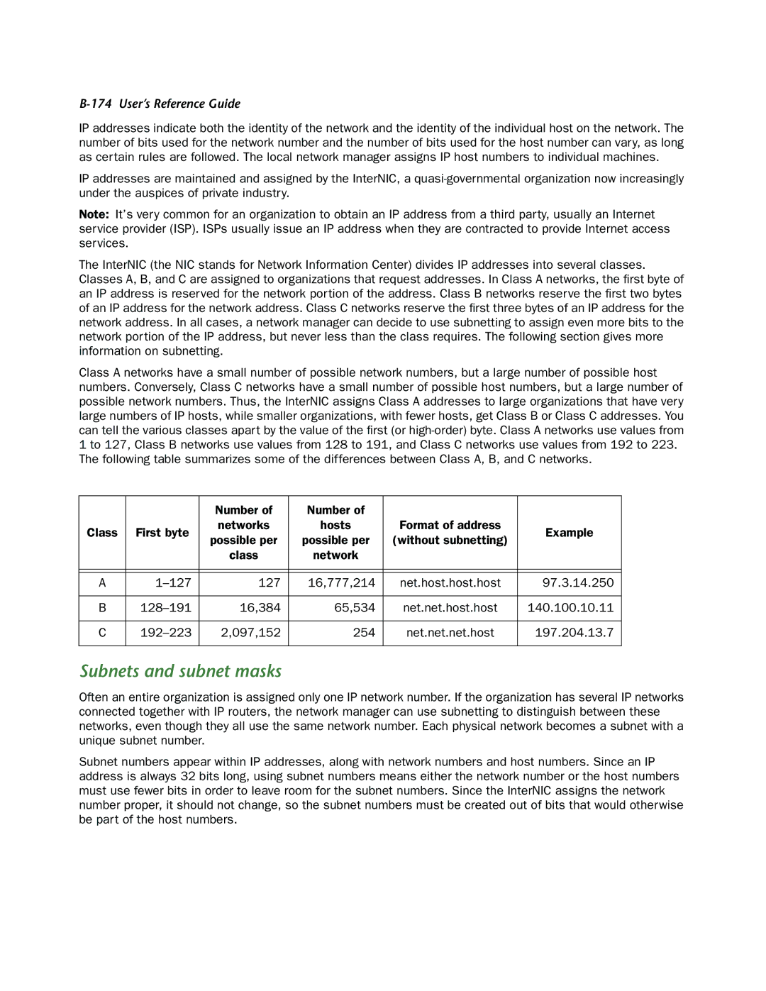 Netopia R910 manual Subnets and subnet masks 