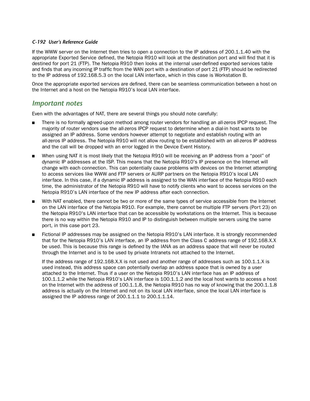 Netopia R910 manual Important notes 