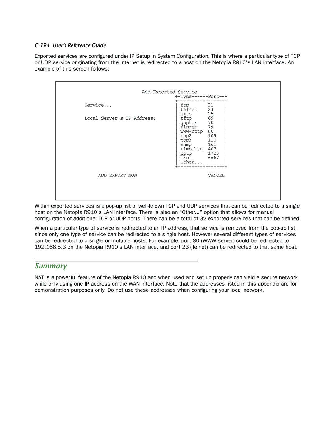 Netopia R910 manual Summary 