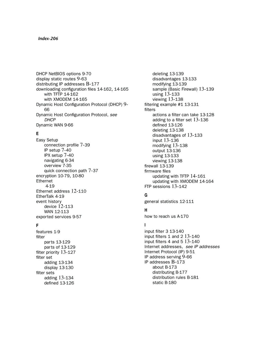 Netopia R910 manual Index-206 