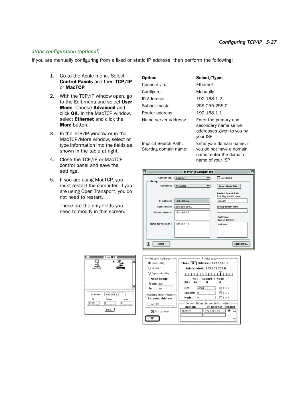 Netopia R910 manual Static conﬁguration optional 