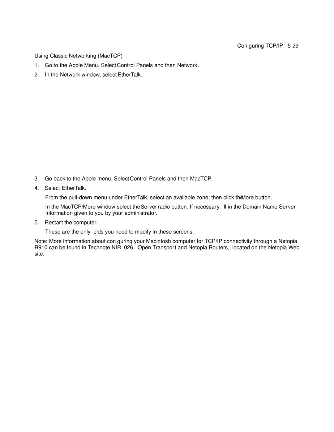 Netopia R910 manual Conﬁguring TCP/IP 