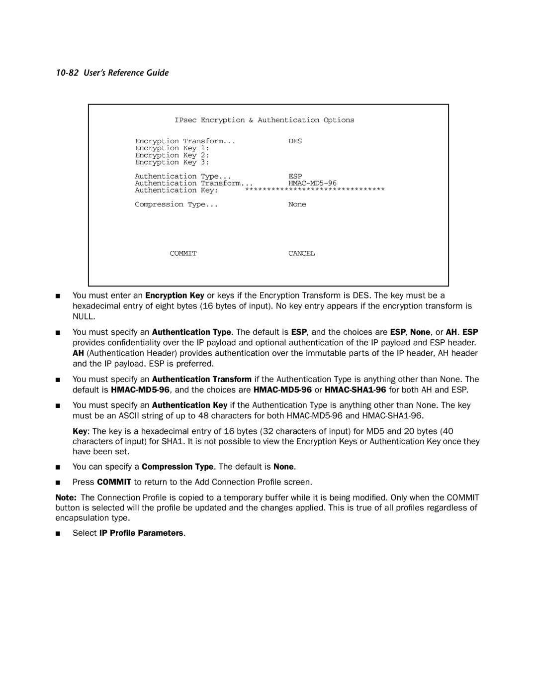 Netopia R910 manual IPsec Encryption & Authentication Options 