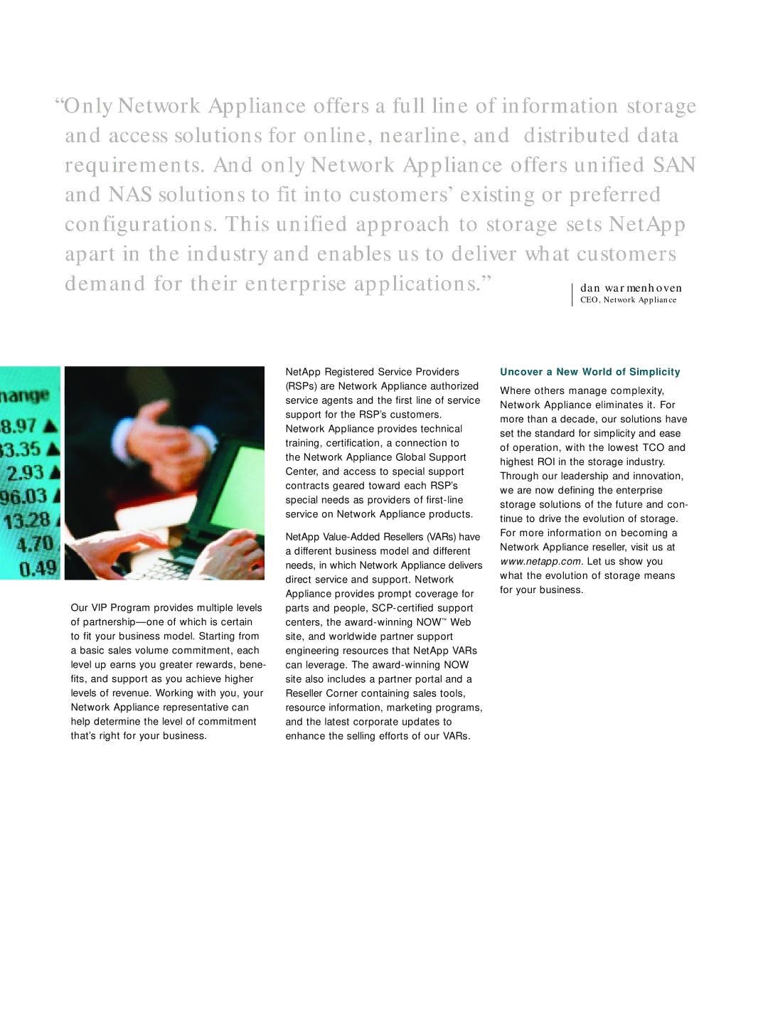 Network Appliance Reseller Partner Program manual 