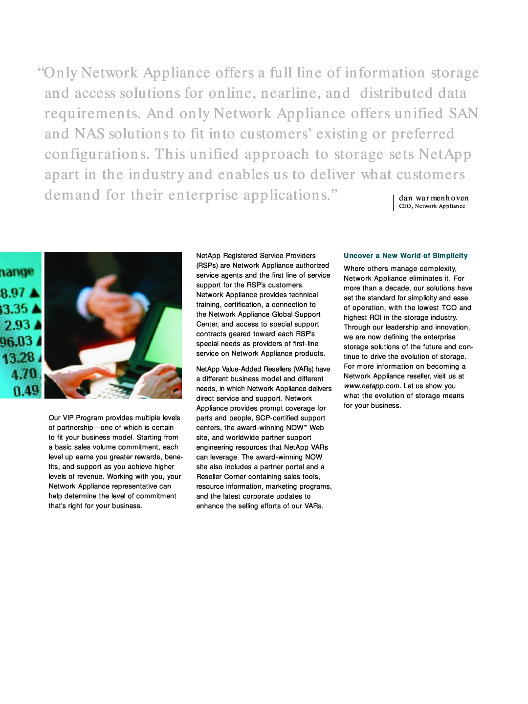 Network Appliance Reseller Partner Program manual 