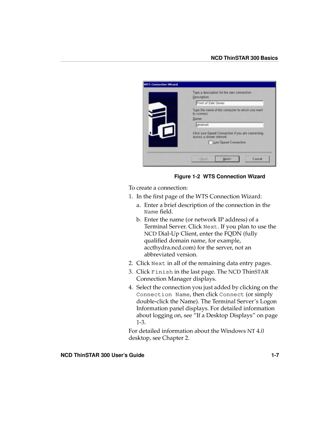 Network Computing Devices 300 manual WTS Connection Wizard 