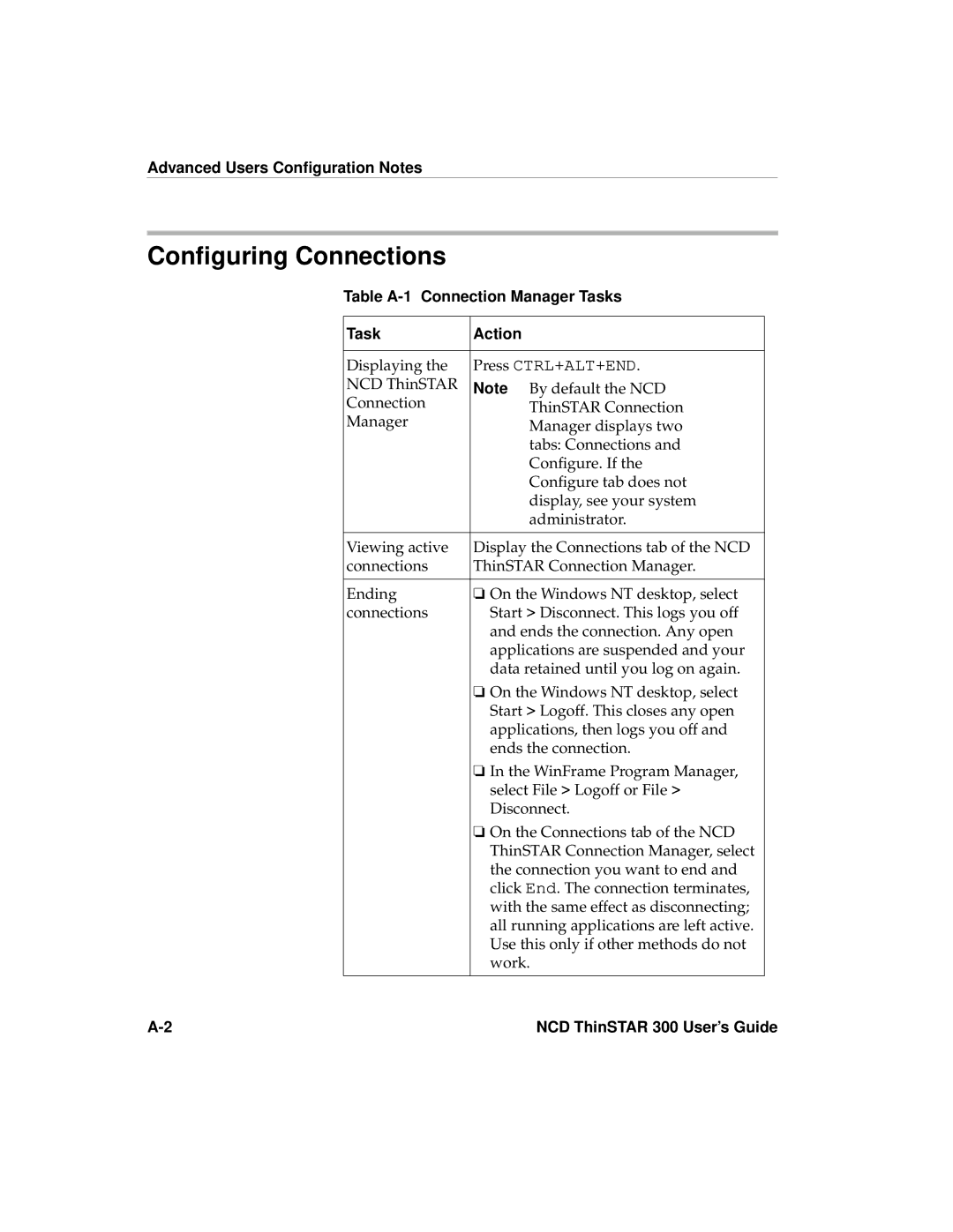 Network Computing Devices 300 manual Conﬁguring Connections, Advanced Users Conﬁguration Notes 