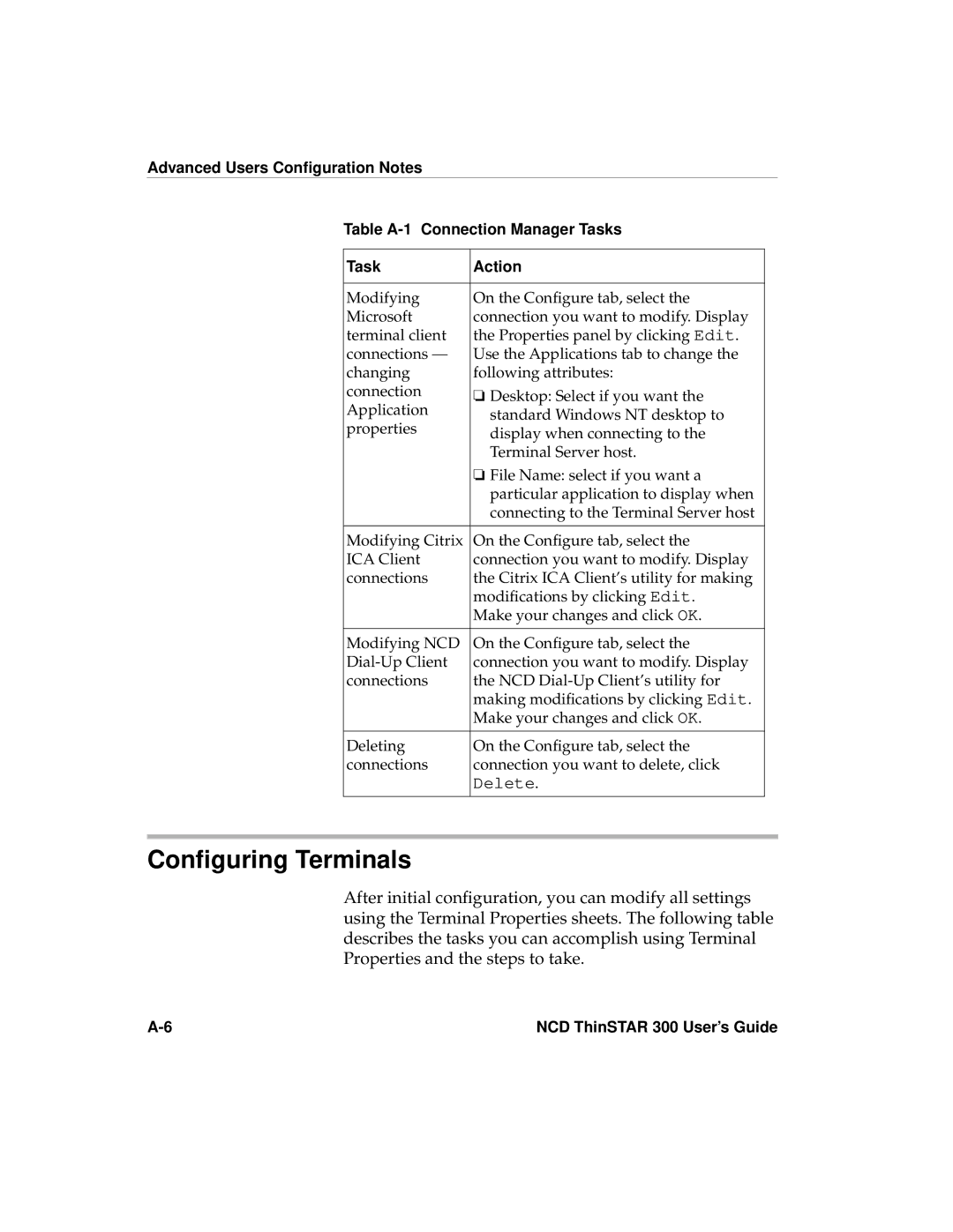 Network Computing Devices 300 manual Conﬁguring Terminals 