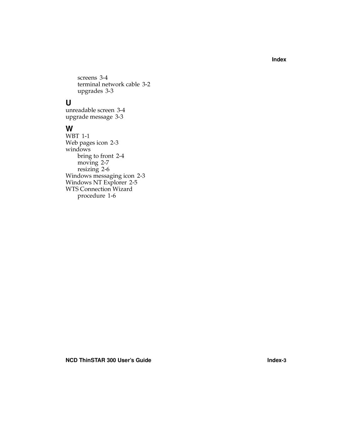 Network Computing Devices 300 manual Index-3 