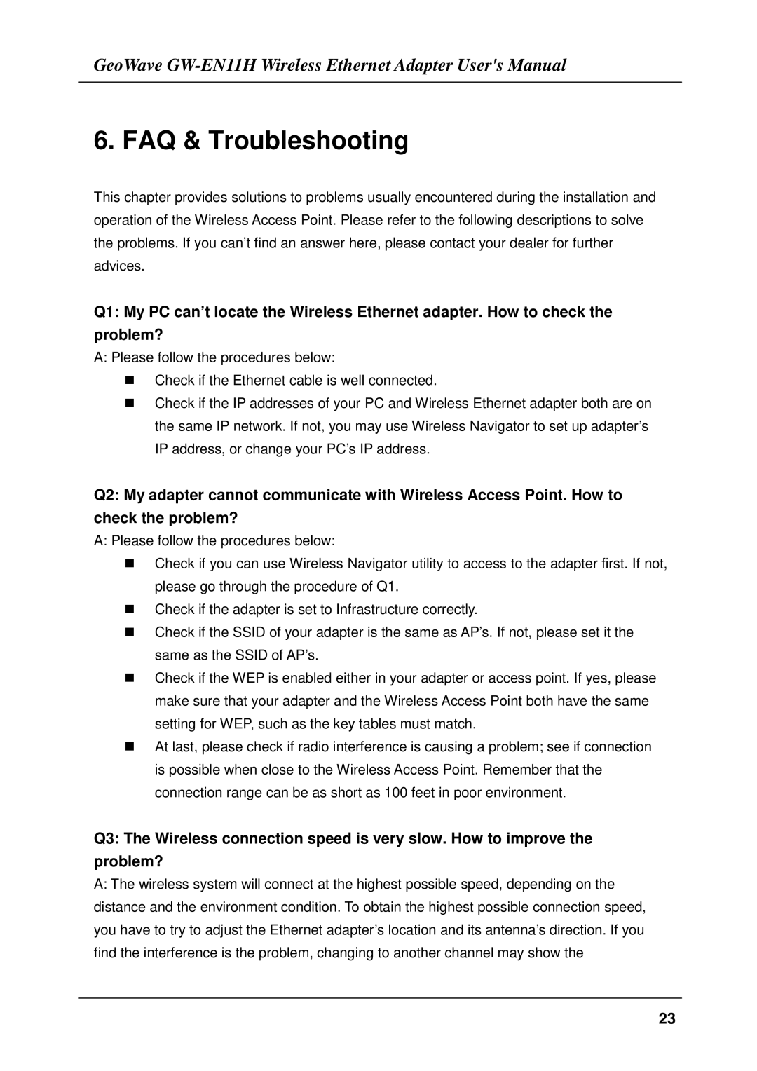 Network Computing Devices GW-EN11H user manual FAQ & Troubleshooting 