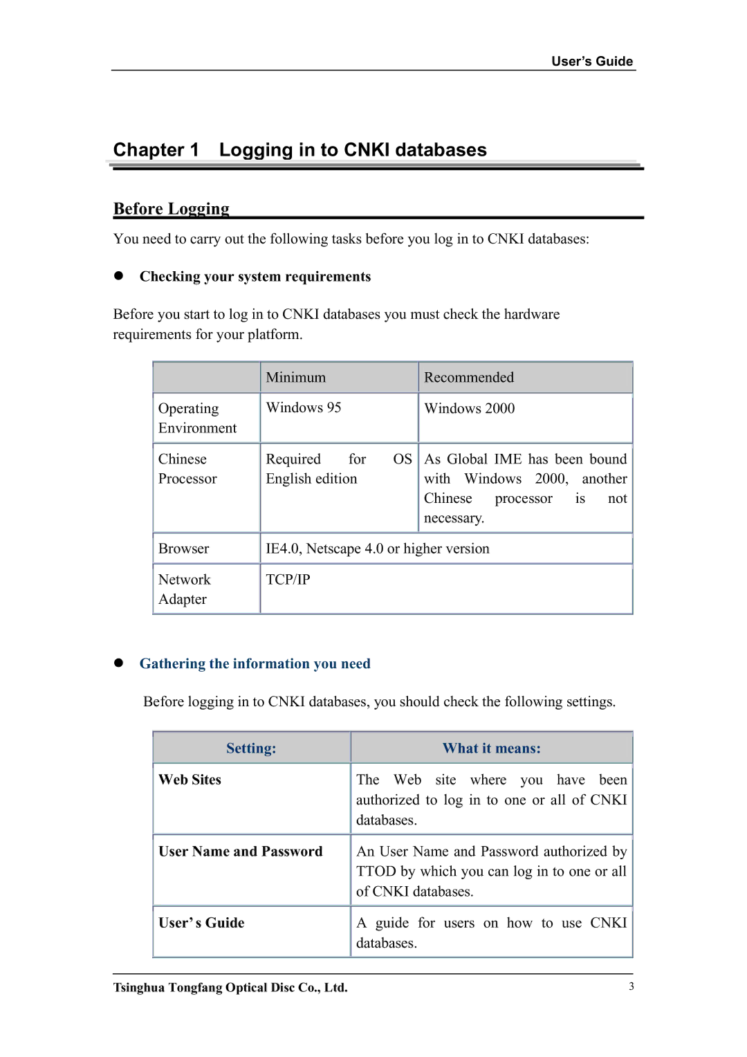 Network Computing Devices KNS3.0 manual Logging in to Cnki databases, Before Logging, Checking your system requirements 