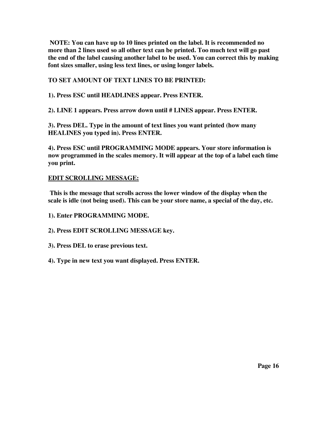 Network Computing Devices LSQ-40L quick start manual To SET Amount of Text Lines to be Printed, Edit Scrolling Message 