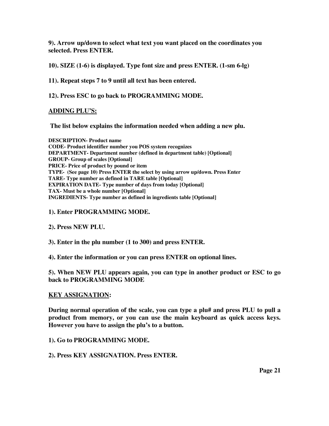 Network Computing Devices LSQ-40L quick start manual Adding PLU’S, KEY Assignation 