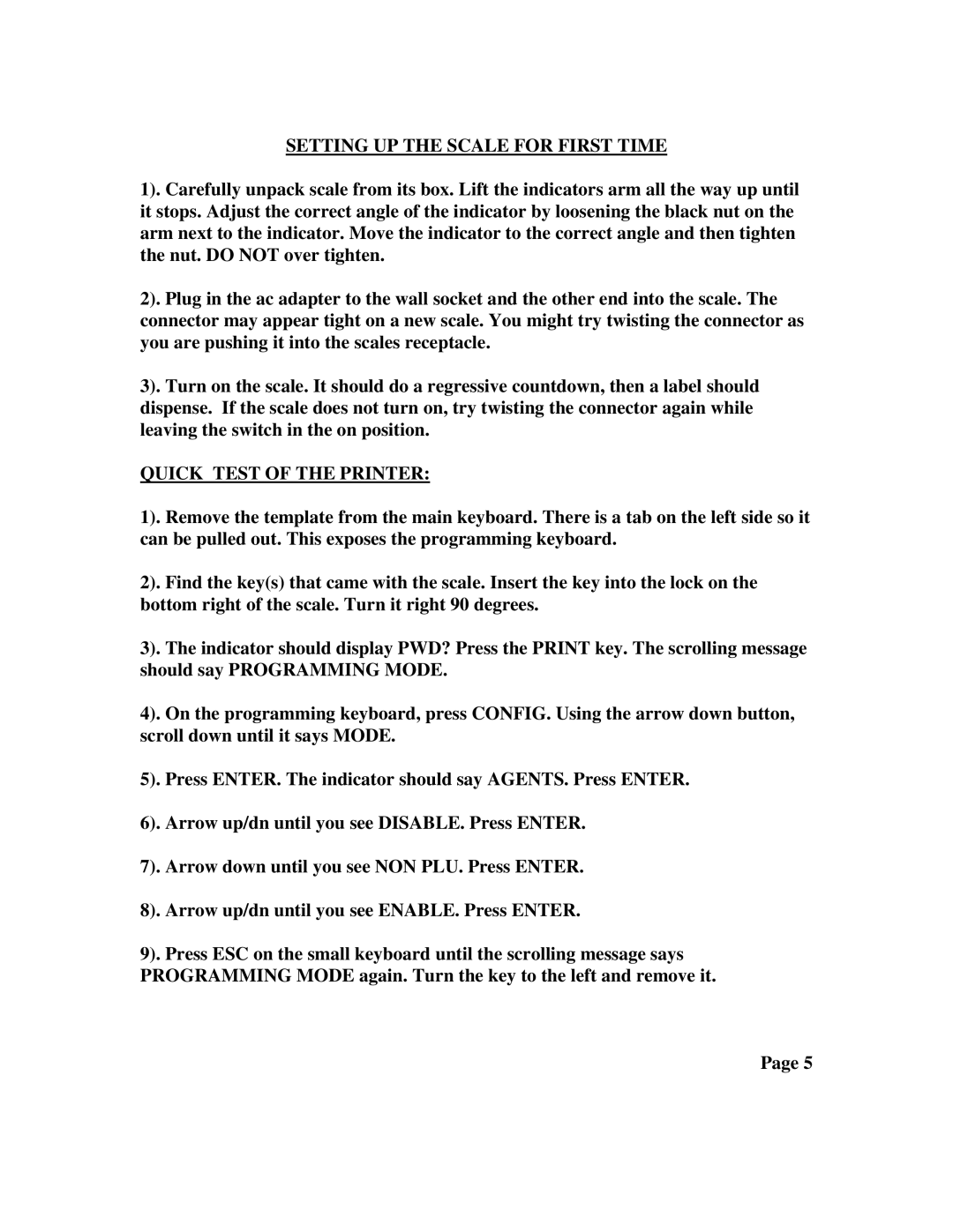 Network Computing Devices LSQ-40L quick start manual Setting UP the Scale for First Time, Quick Test of the Printer 