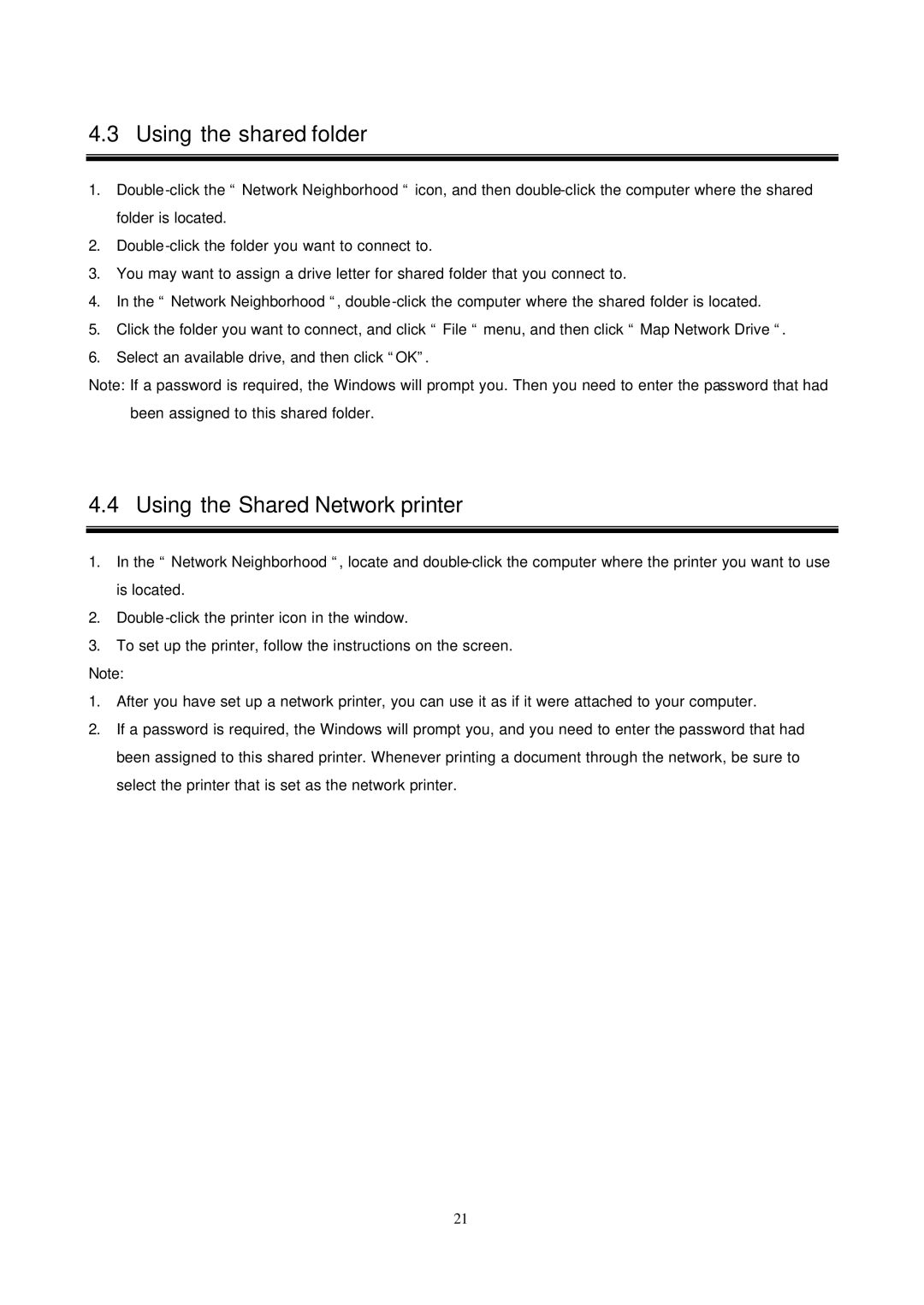 Network Computing Devices None manual Using the shared folder 