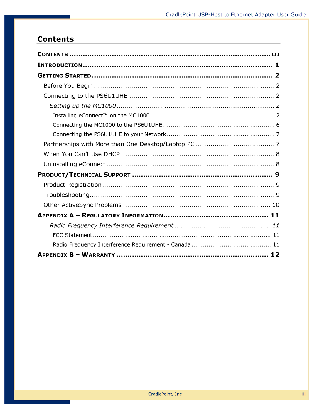 Network Computing Devices PS6U1UHE manual Contents 