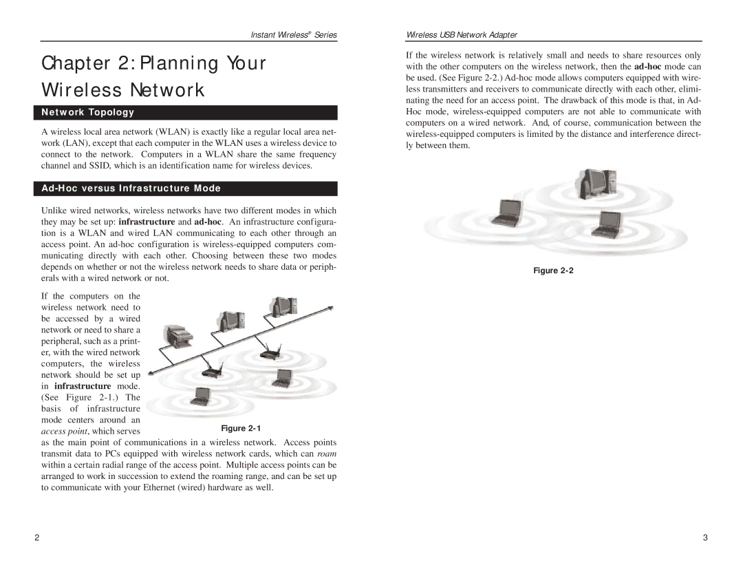 Network Computing Devices WUSB11 manual Planning Your Wireless Network, Network Topology, Ad-Hoc versus Infrastructure Mode 