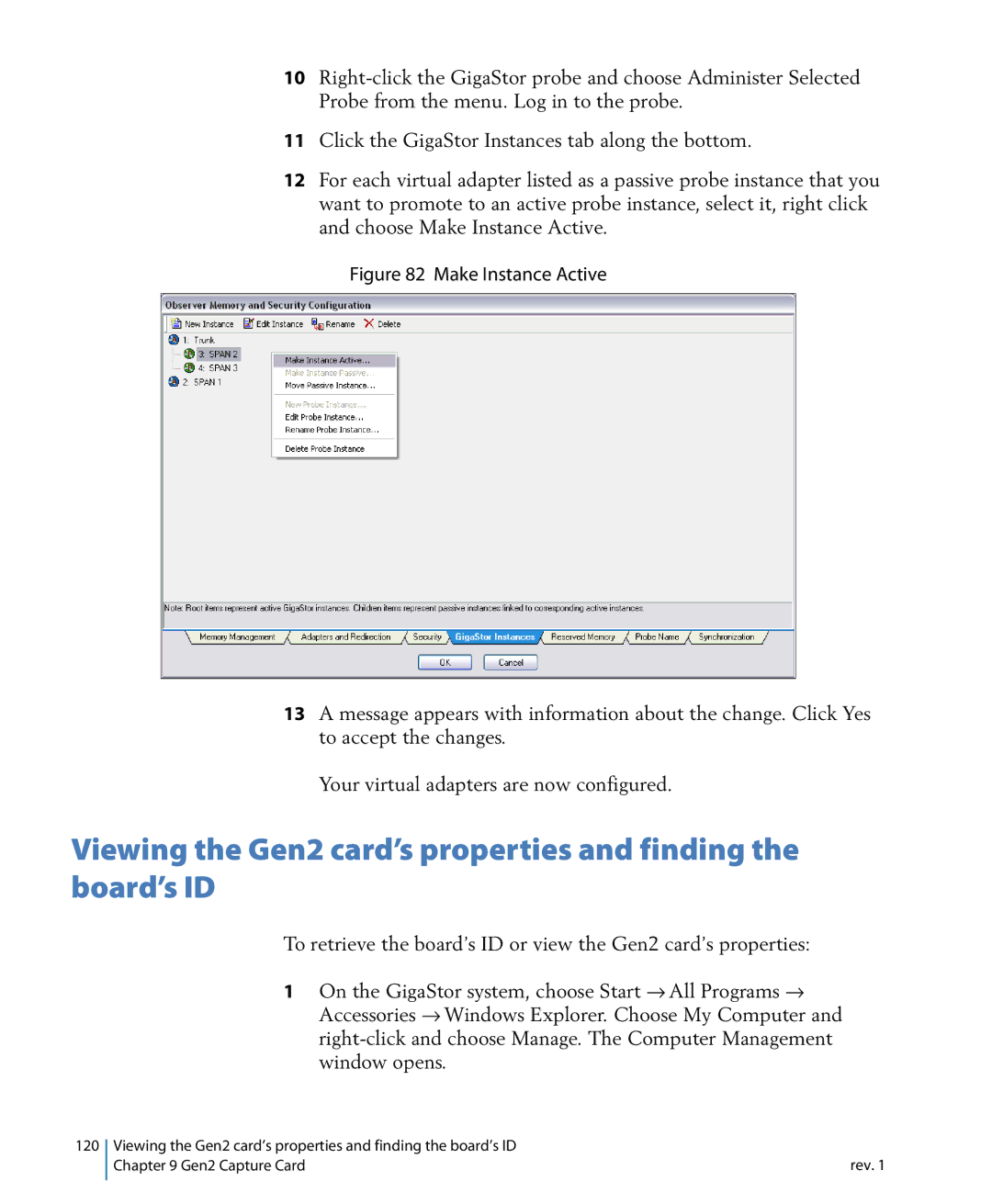 Network Instruments 114ff manual Make Instance Active 