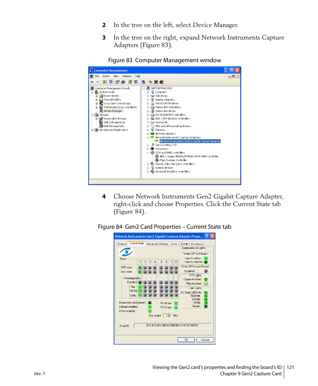 Network Instruments 114ff manual Computer Management window 