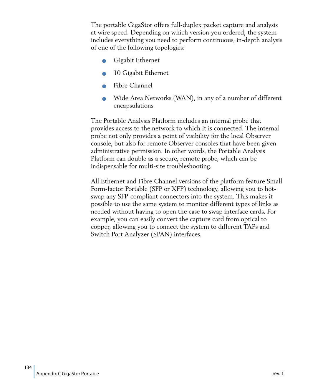 Network Instruments 114ff manual Appendix C GigaStor Portable 