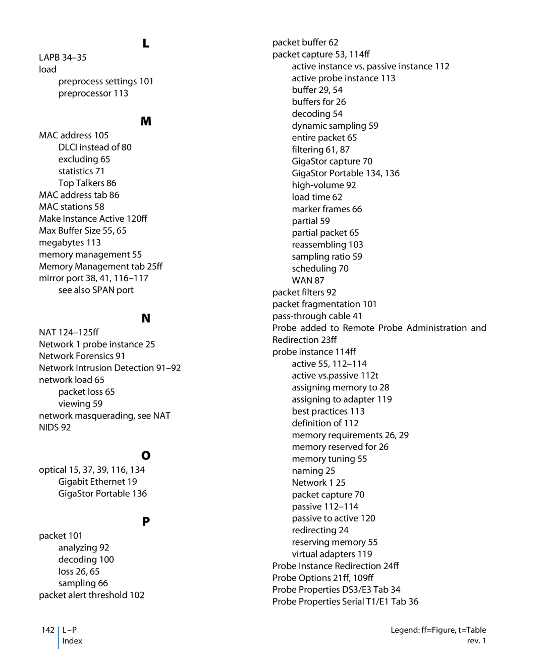 Network Instruments 114ff manual Packet alert threshold, Packet filters 