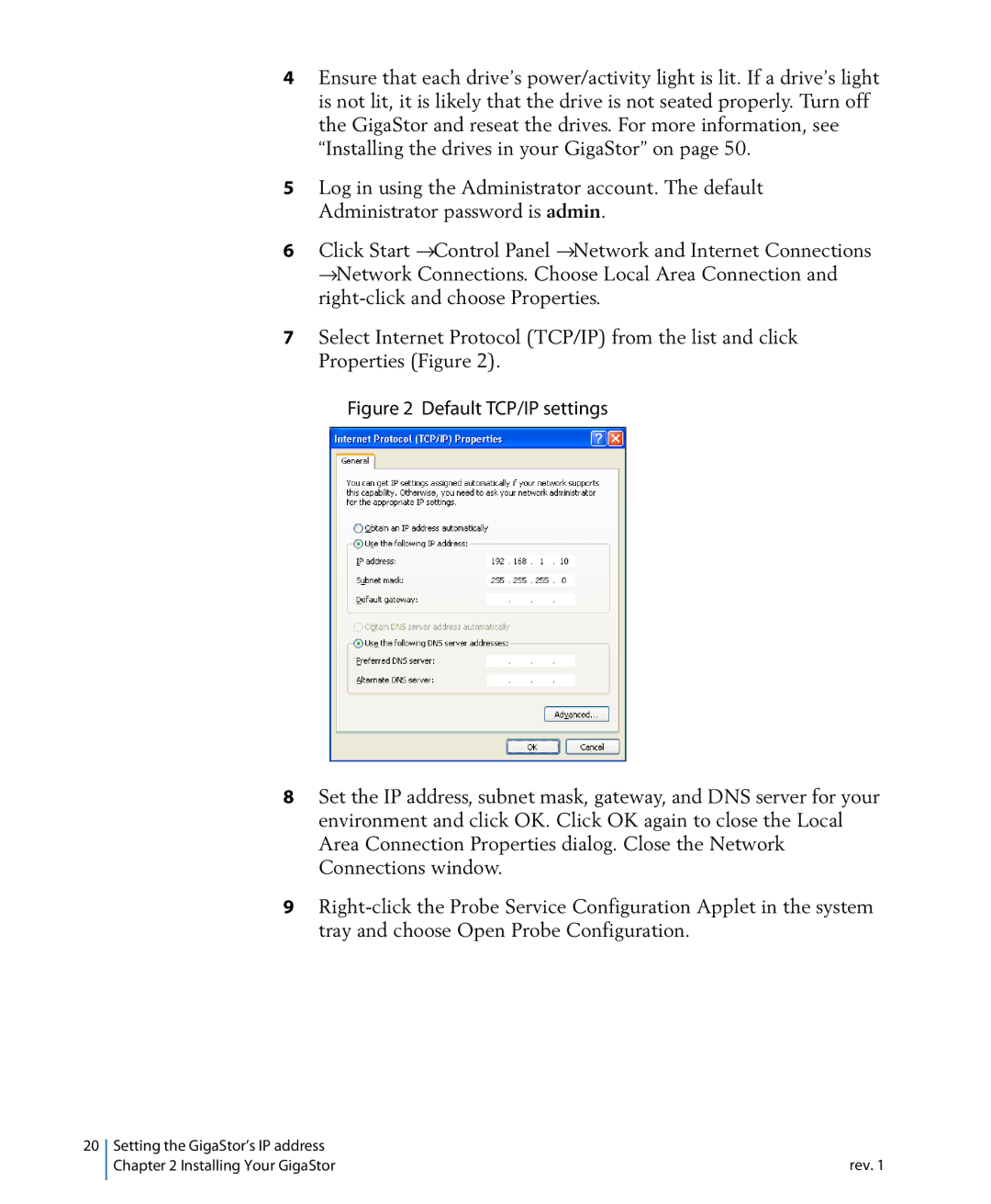 Network Instruments 114ff manual Default TCP/IP settings 