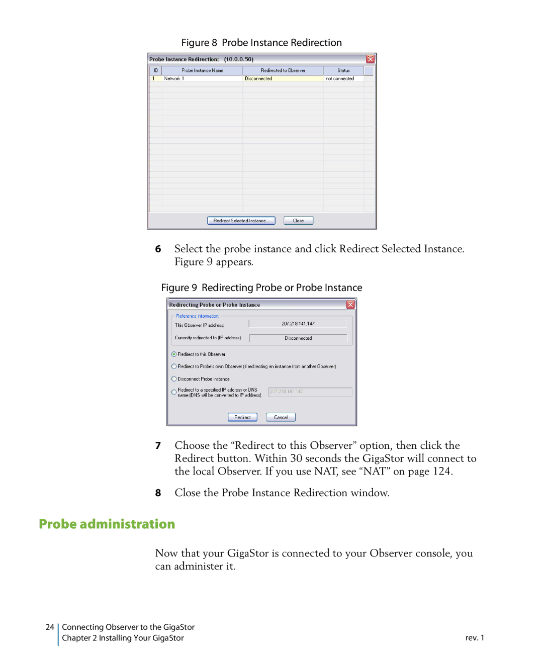 Network Instruments 114ff manual Probe administration, Probe Instance Redirection 