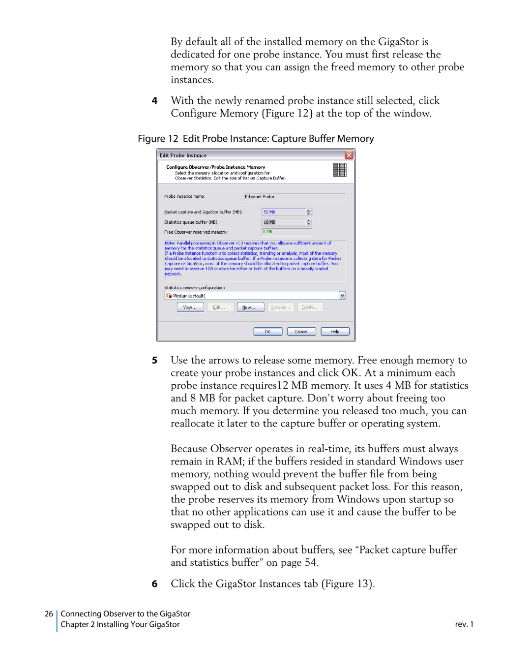 Network Instruments 114ff manual Edit Probe Instance Capture Buffer Memory 