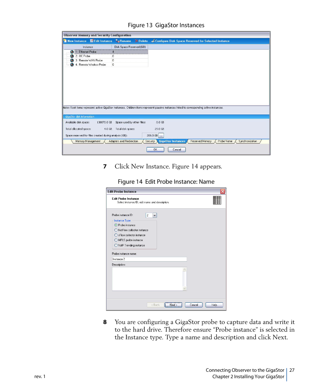 Network Instruments 114ff manual GigaStor Instances 