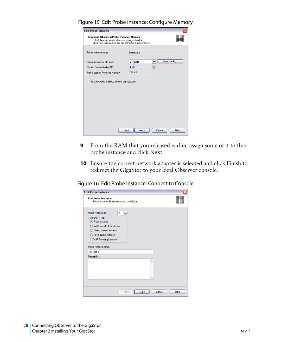 Network Instruments 114ff manual Edit Probe Instance Configure Memory 