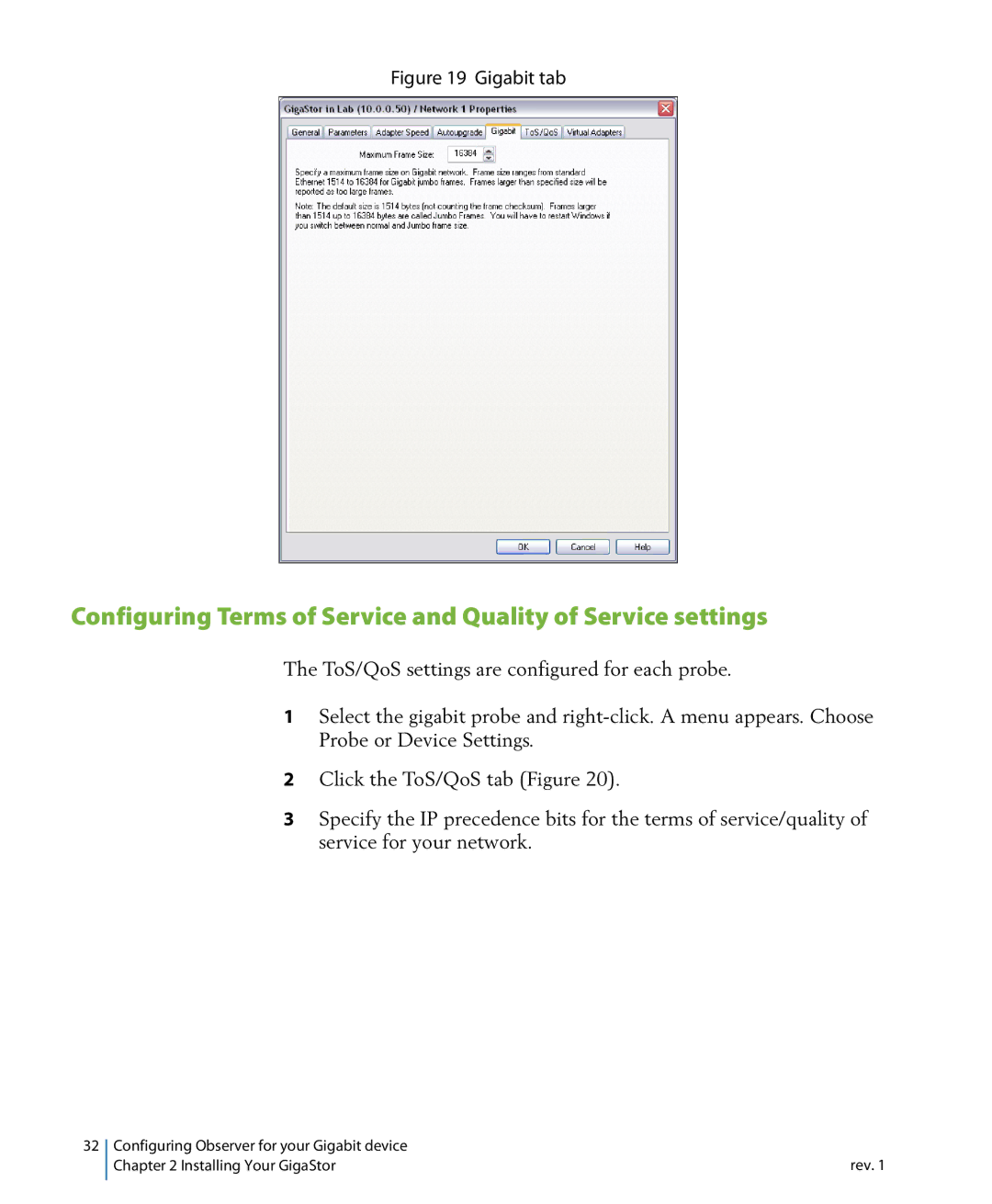 Network Instruments 114ff manual Configuring Terms of Service and Quality of Service settings 