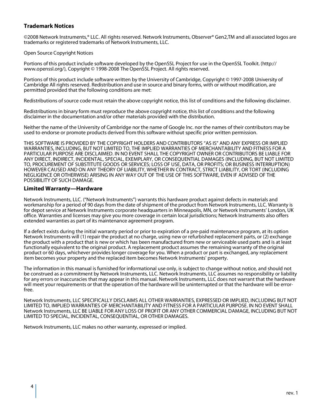 Network Instruments 114ff manual Trademark Notices 