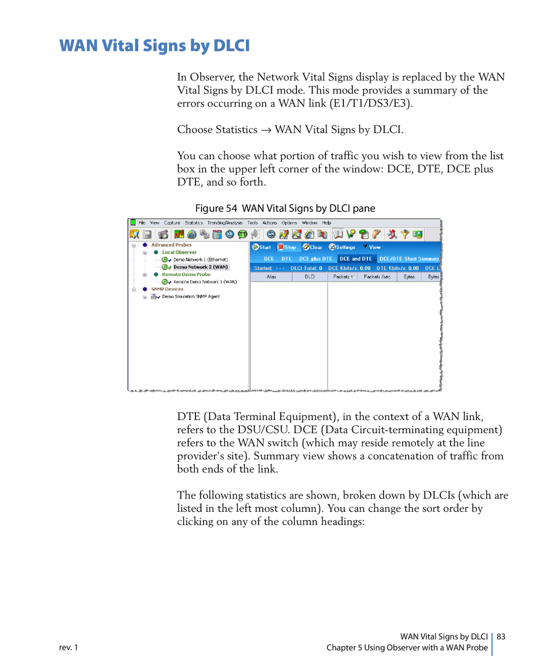 Network Instruments 114ff manual WAN Vital Signs by Dlci pane 