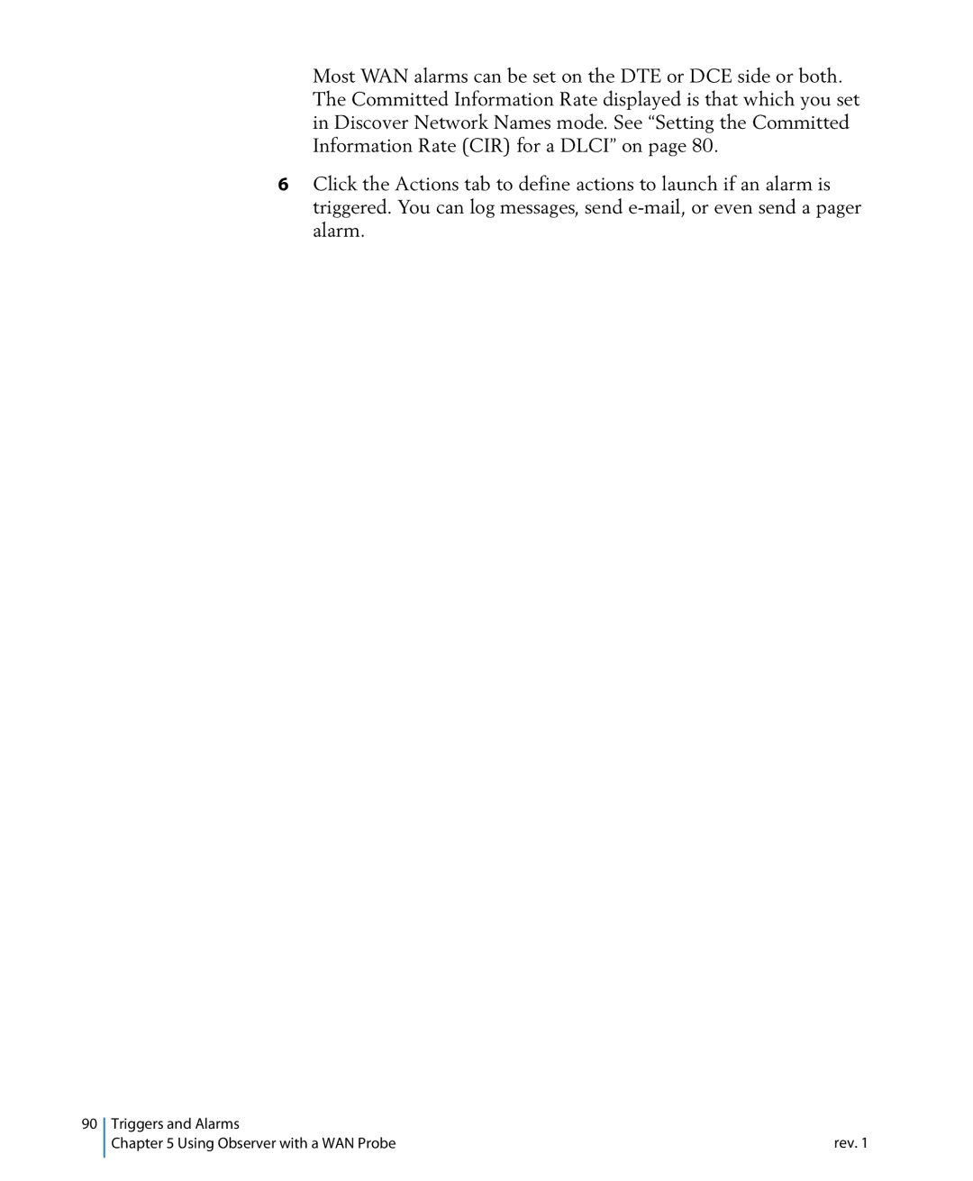 Network Instruments 114ff manual Triggers and Alarms Using Observer with a WAN Probe 