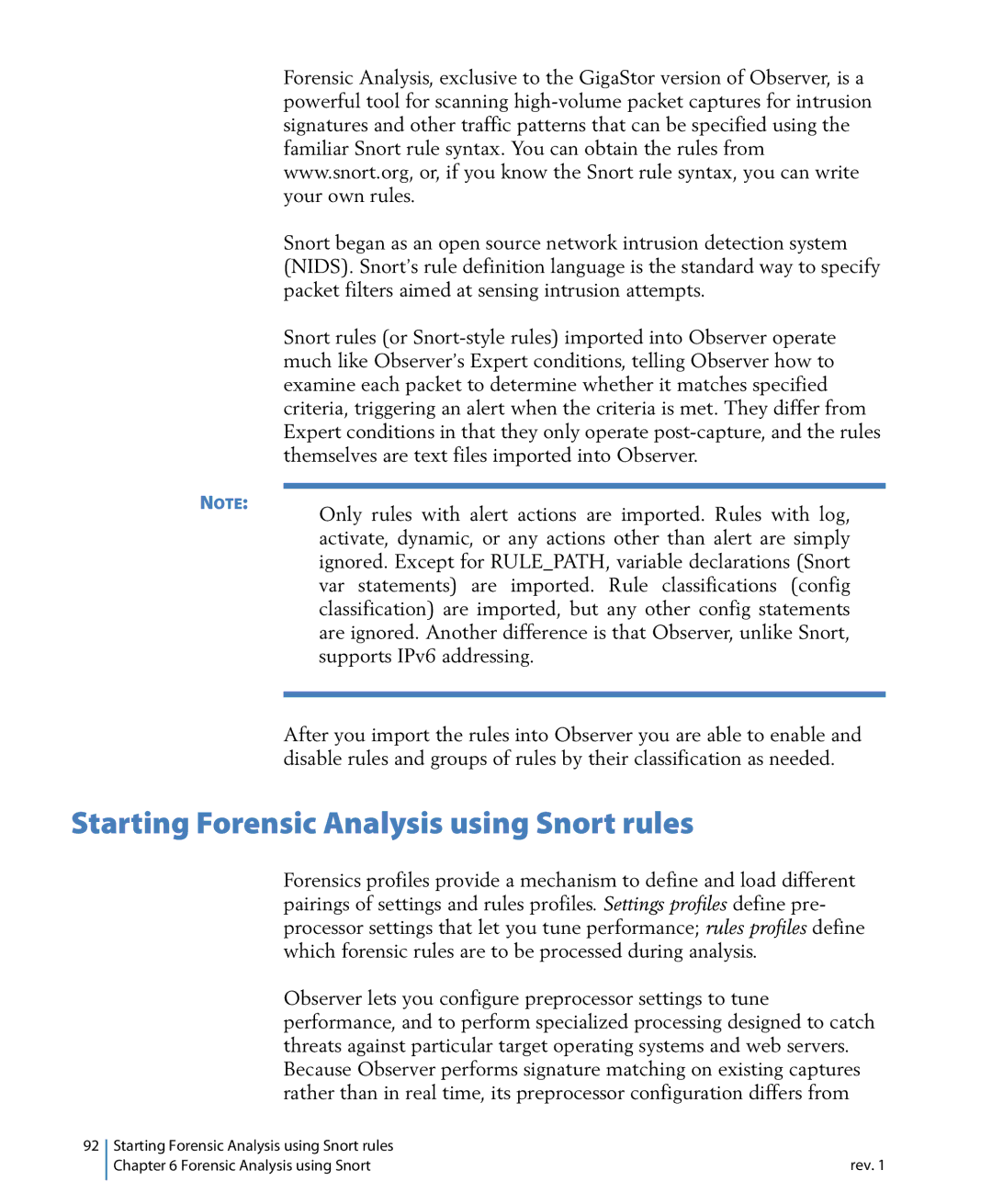 Network Instruments 114ff manual Starting Forensic Analysis using Snort rules 