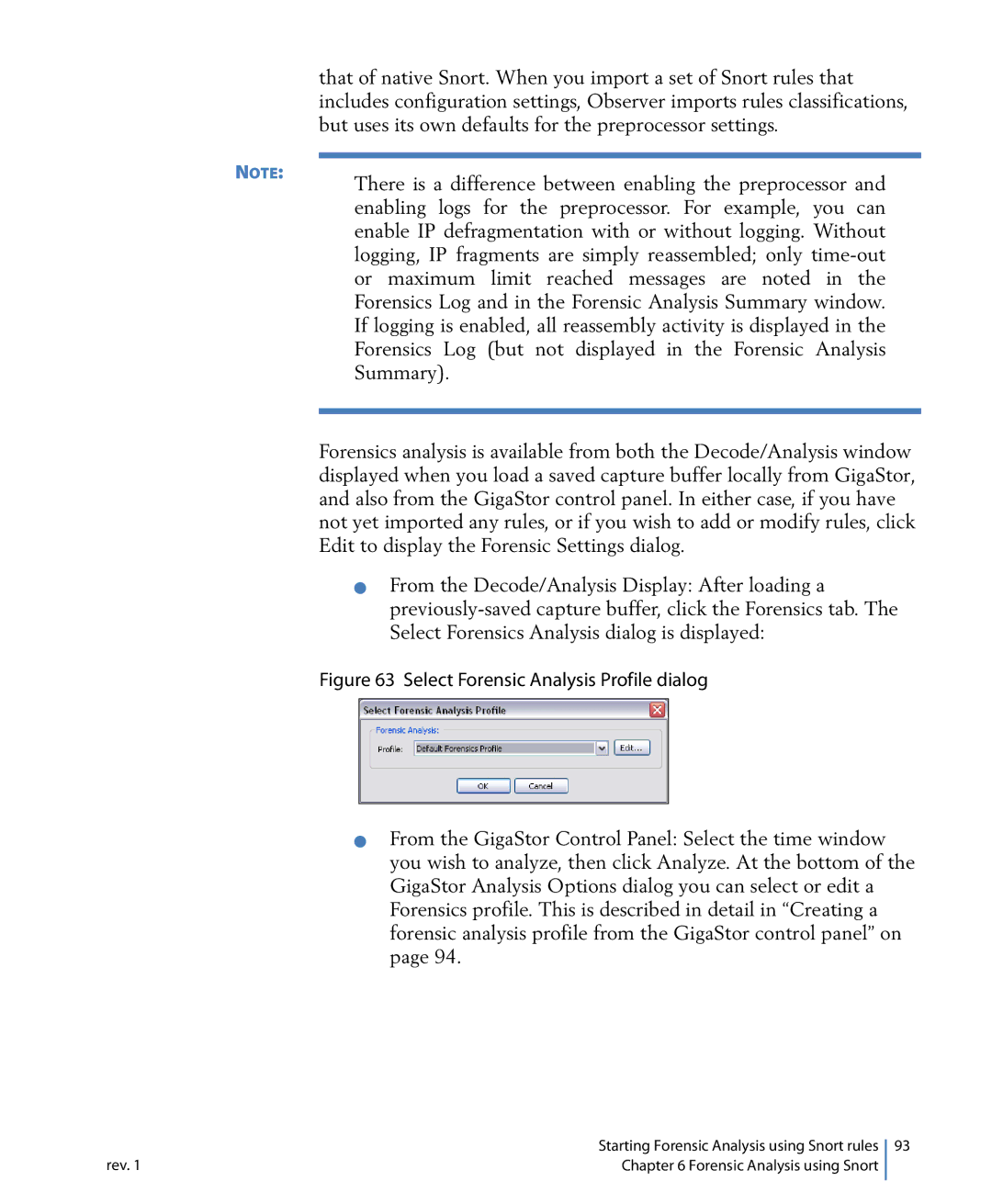 Network Instruments 114ff manual Select Forensic Analysis Profile dialog 