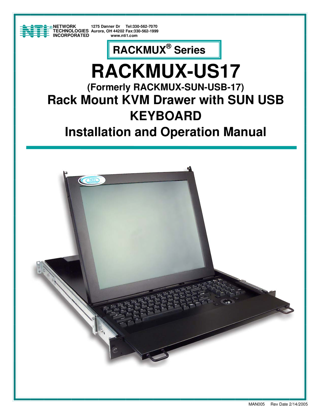 Network Technologies 2907 operation manual RACKMUX-US17 