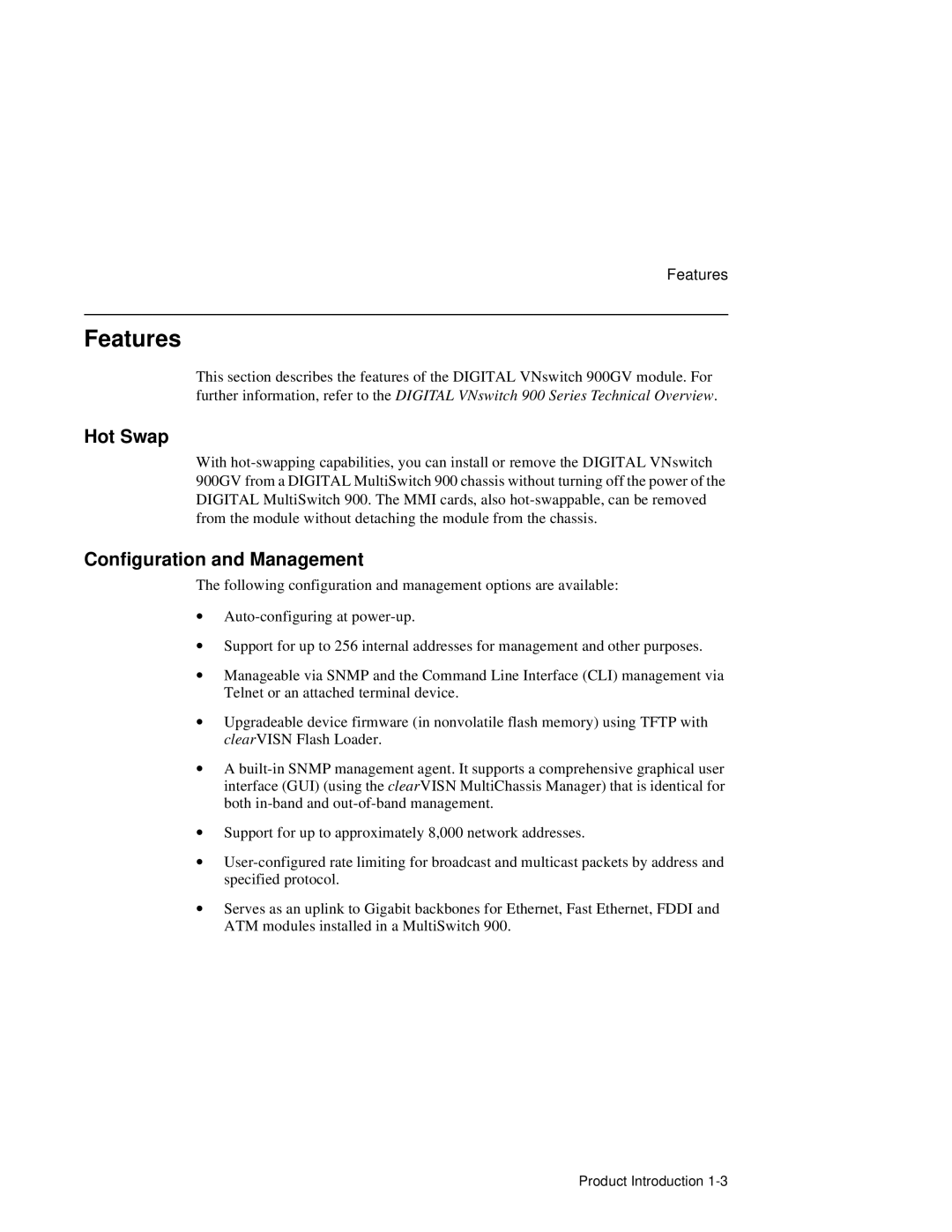 Network Technologies 900GV manual Features, Hot Swap, Configuration and Management 