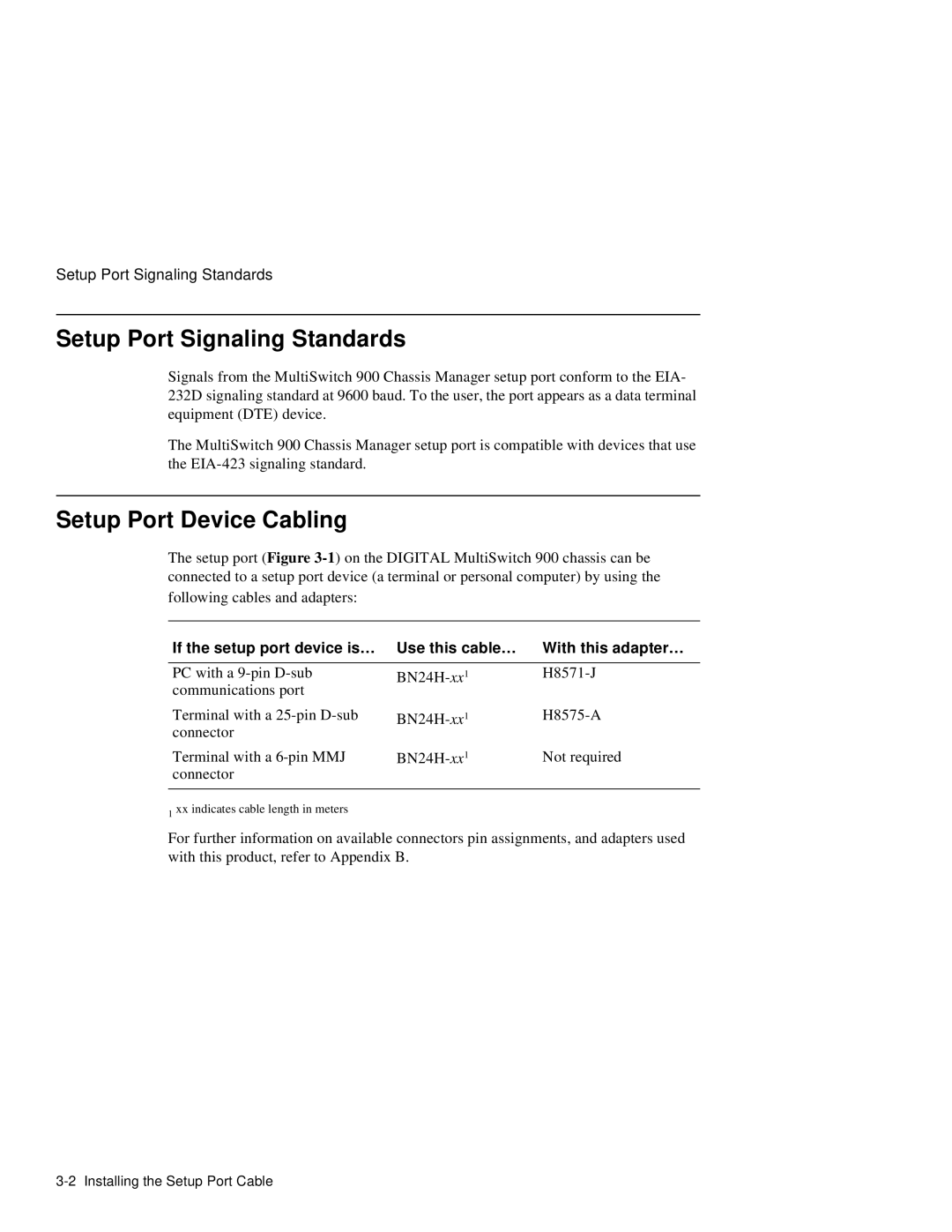 Network Technologies 900GV manual Setup Port Signaling Standards, Setup Port Device Cabling 