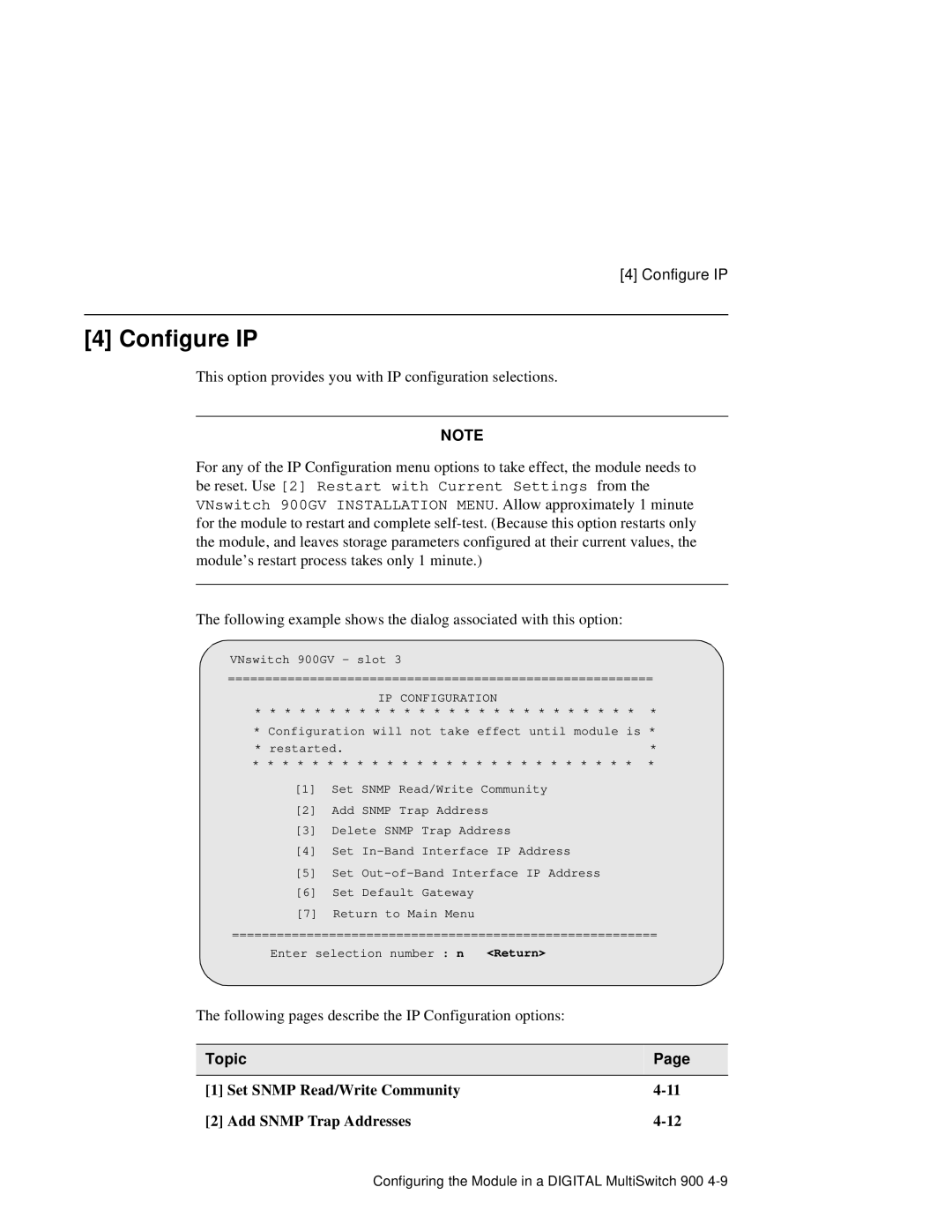 Network Technologies 900GV manual Configure IP, IP Configuration 